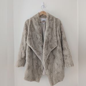 JACK by BB Dakota Tan Faux Fur Teddy Drape Mob Wife Open Coat Jacket Beige M